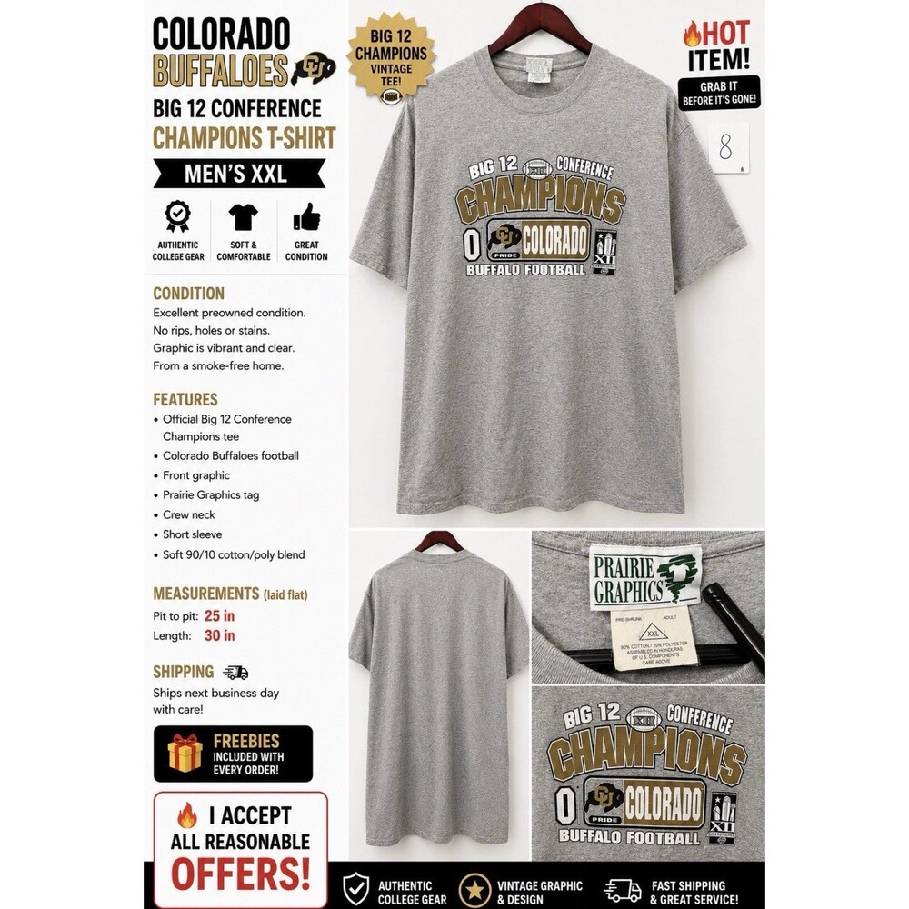 This is a Colorado Buffaloes Big 12 Conference Champions Football T-Shirt